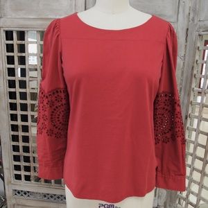 La Vie Rebecca Taylor Eyelet Sleeve Top